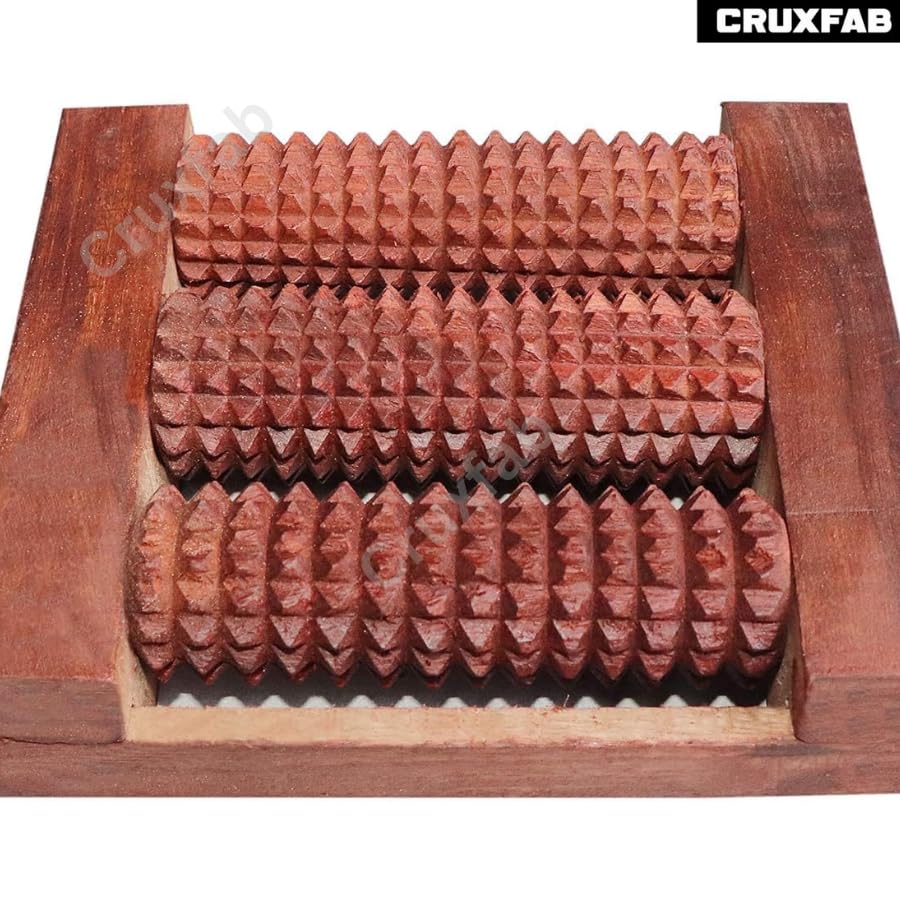 Wood Acuapressure 3 Roller Foot Massager