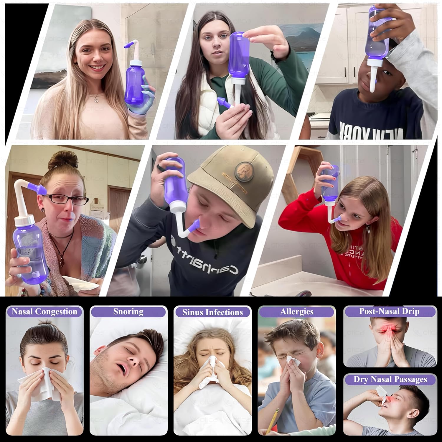 300ml Jal Neti Pots Bottle for Sinus BPA Free