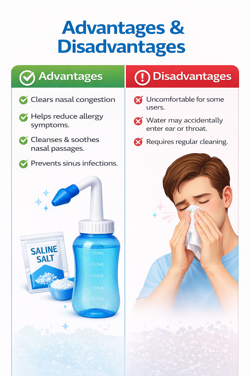 300ml Jal Neti Pots Bottle for Sinus BPA Free